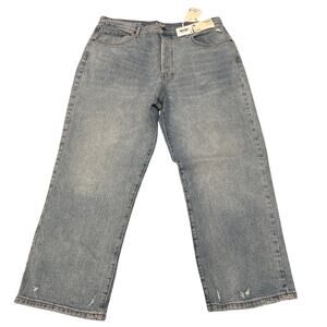 a.n.a Womens Highest Rise Straight Leg Blue Denim Jean Button Fly size 16